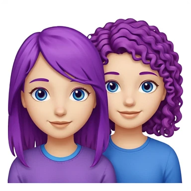 Two girl, best friends, one with purple straight hair and blue eyes, the other with curly brown hair with highlights and brown eyes sticker