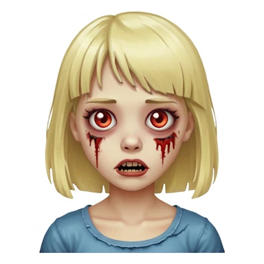 Blonde zombie girl with bangs sticker