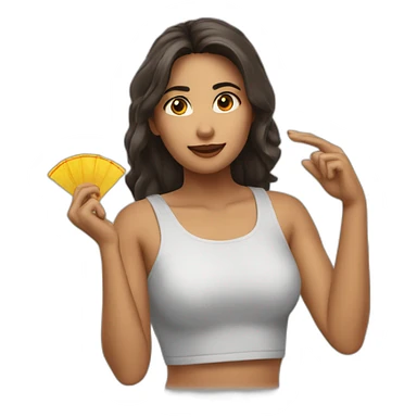 chica con abanico en la mano sticker