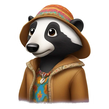 badger dressed like a 60's hippie sticker