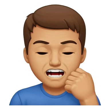 Guy biting his fist with teeth and squeezing his eyes shut  sticker