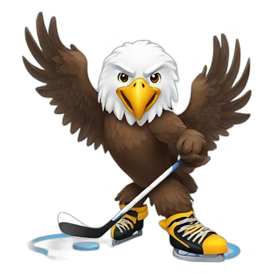 eagle playing hockey sticker