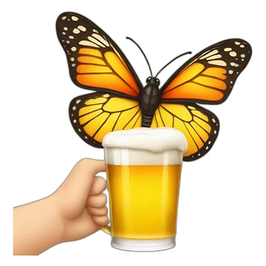 butterfly in hand with a beer sticker
