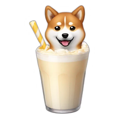 shiba inu drinking milkshake sticker