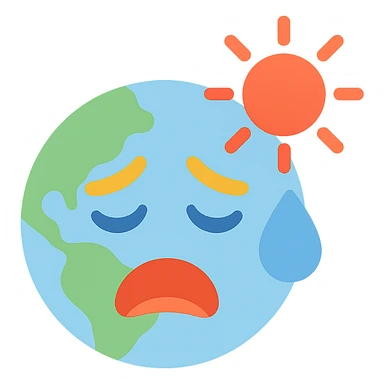 globe sweating with high temperature, looking distressed sticker