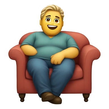 fat guy happily resting on couch sticker
