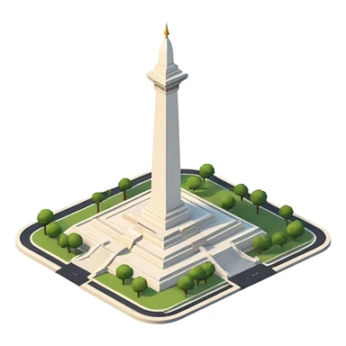 Cinematic Realistic Monas Landmark Emoji, depicted as the iconic National Monument rendered with crisp architectural detail and dynamic, urban lighting. sticker