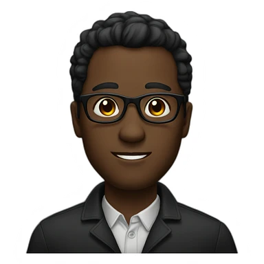 A dark-skinned man with black eyes, wearing glasses, and his hair is black and red sticker