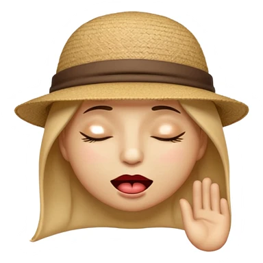 Emoji wearing hat side ways with eyes closed biting lip saying sheesh sticker
