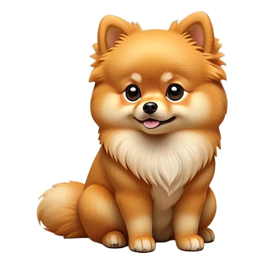 cinematic-[pomeranian]-realistic-full-body-sitting-emoji,-tail-resting-loosely-beside-its-paws,-head-tilted-dramatically, -fluffy-[orange]-fur,-simplified-yet-realistic-focused-features,-highly-detailed,-glowing-with-an-almost-sarcastic-glow sticker