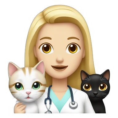 Nurse Blond white girl with 2 cats  one brown and one black sticker