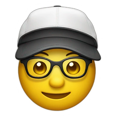 crea un emoji amarillo con lentes oscuros tipo aviador y gorra negra sticker
