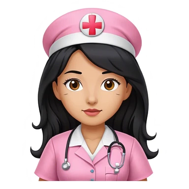 nurse dress pink with black long hair sticker