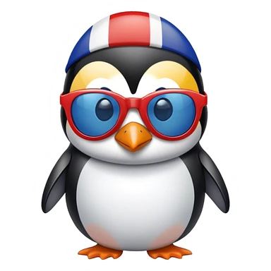 Penguin with sunglasses and french flag sticker