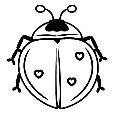 A peach colored ladybug with hearts sticker