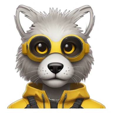 Furry in cyberpunk 2077 style sticker
