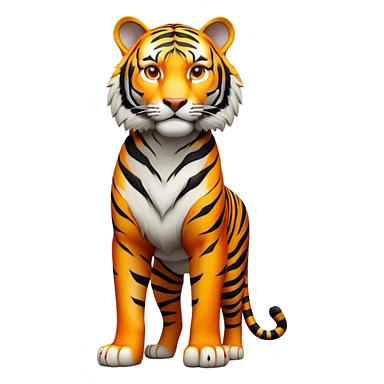 cinematic- noble-tiger-realistic-full-body-standing-emoji,-massive-striped-frame-exuding-power-and-grace,-bold-orange-fur-with-thick-black-stripes,-head-tilted-dramatically,-piercing-yellow-eyes-focused-intensely,-simplified-yet-realistic-focused-features,-highly-detailed,-glowing-with-an-almost-sarcastic-glow expressive eyes sticker
