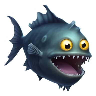 Anglerfish with a glowing lure hanging from its forehead, sharp teeth, and big eyes. sticker