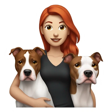 Woman with red hair and her Black and white pitbull  sticker