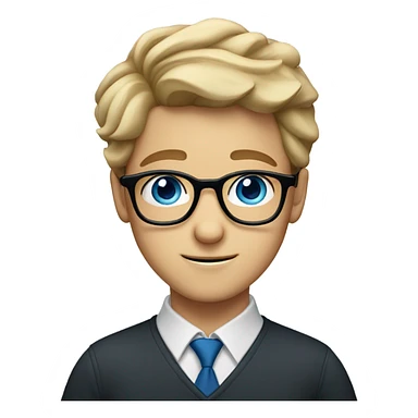 Dark blonde blue eyes studious Jewish boy with glasses  sticker