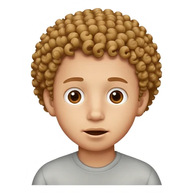 Boy with with light skin curly low taper face brown eyes funny face sticker