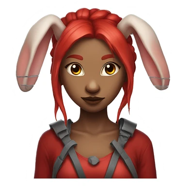 Red horned bunny girl with a barbed wire halo sticker