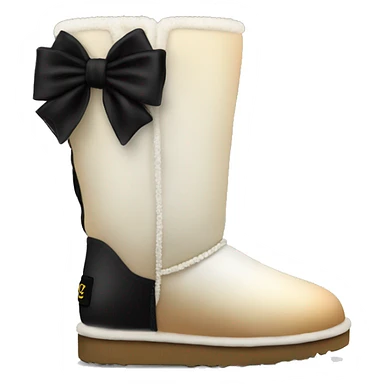 Realistic cream to black ombre ugg boots with black bows. sticker