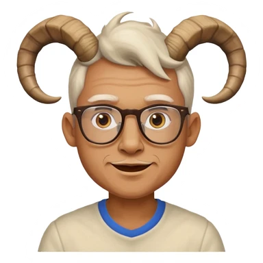 man with goat horn and eyeglasses sticker