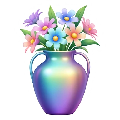 Iridescent vase with pastel flowers sticker