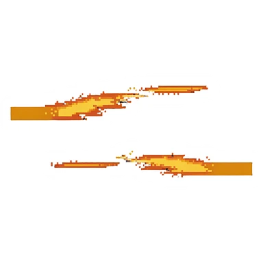 horizontal line of fire, extending left and right, orange and yellow sticker