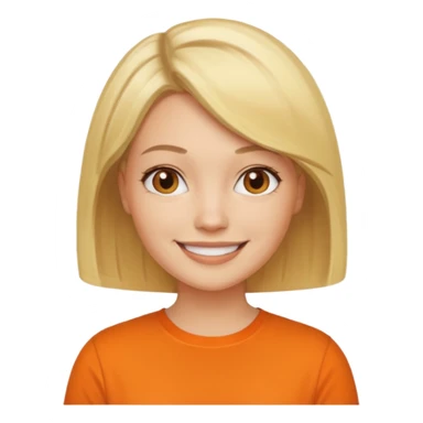 Women with blond hair bob and orange shirt sticker