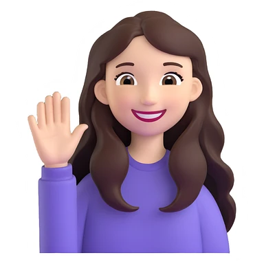smiling girl with long, waving hair and white skin sticker