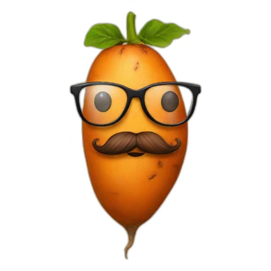 sweet potato with glasses and a beard sticker