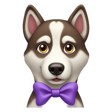 Brown husky wearing purple bow sticker
