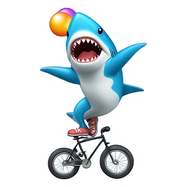 shark juggling on a unicy sticker