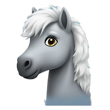 Cute fluffy grey pony sticker