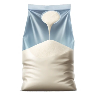 bag of white flour in a clear bag being poured out sticker