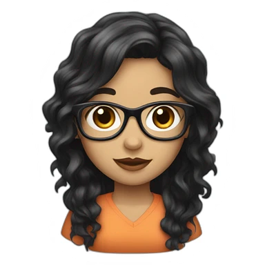 girl programmer with black wavy hair and big eyes sticker