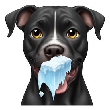 Black Pitbull eating ice  sticker