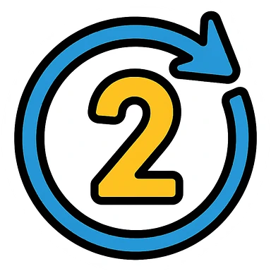 number two, second step, continuation of process, circular arrow style sticker