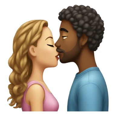 Girl and guy emoji kissing sticker