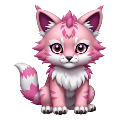 A pink lynx-fakemon-Digimon-creature-hybrid sticker