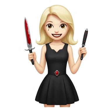 a girl classic smiley with a nife on the bach and vampire theet sticker