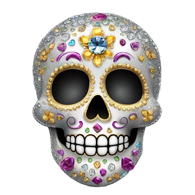 Realistic single isolated decorative sugar skull with sparkling diamonds and rhinestones  sticker