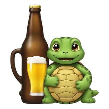 Tortue et chat qui boivent de la bière sticker