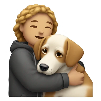 person hugging dog sticker
