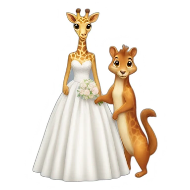 Giraffe and squirrel in wedding dress sticker