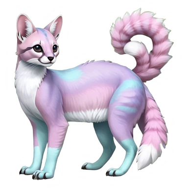 Colorful dark tropical pale light fruity pastel white glorious iridescent divine exotic cute cool beautiful beautiful fantasy-caracal-civet-genet-sergal-vernid-Gryphon-Cacomistle-Trico-oncilla-animal-Fakémon-hybrid-fursona (full body) sticker