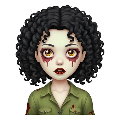 girl zombie with big black curly hair  sticker