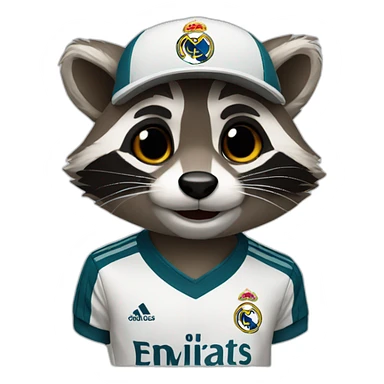 raccoon dressed in real madrid soccer gear sticker